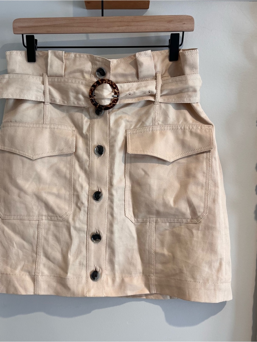Banana Republic Linen Skirt 8 Paper Bag Waist Belt Beige Tan Utility Cargo Fall